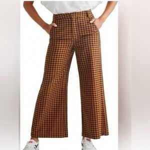 FREE PEOPLE PLAID FLARE LEG PANTS TROUSERS
